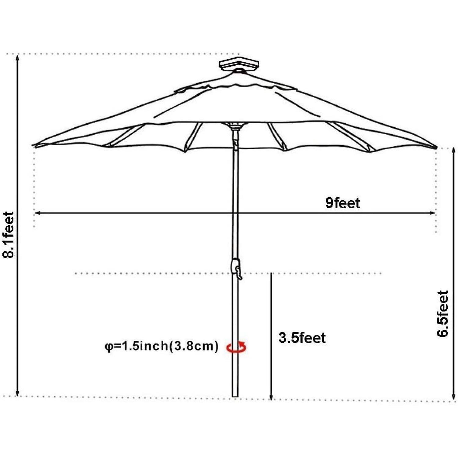 Usa 10-year-non-fading Sunumbrella Solar 9ft Market Umbrella With 80 Led Lights Patio Umbrellas Outdoor Table Umbrella With Ventilation，forest Green