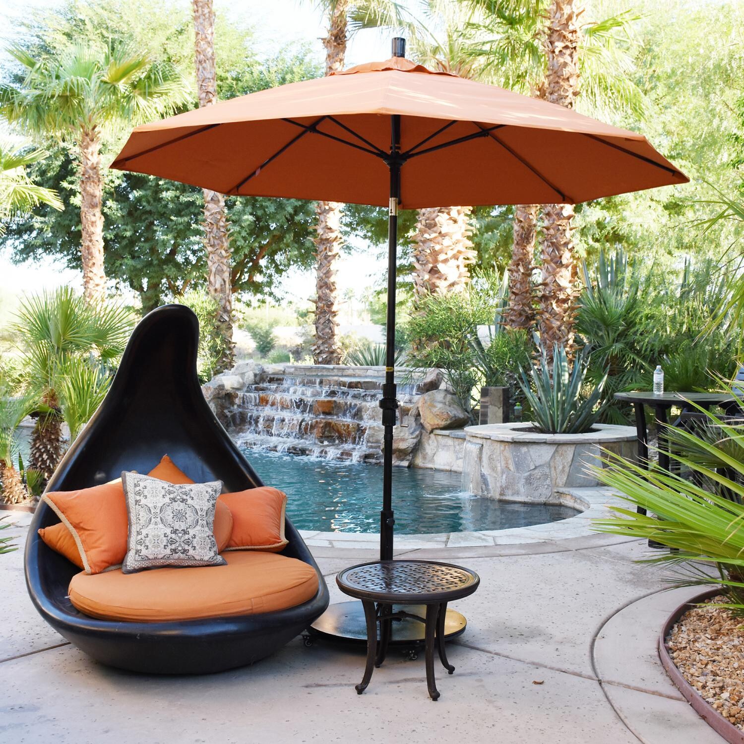 California Umbrella 9 Ft. Octagonal Aluminum Collar Tilt Patio Umbrella W/ Crank Lift and Fiberglass Ribs