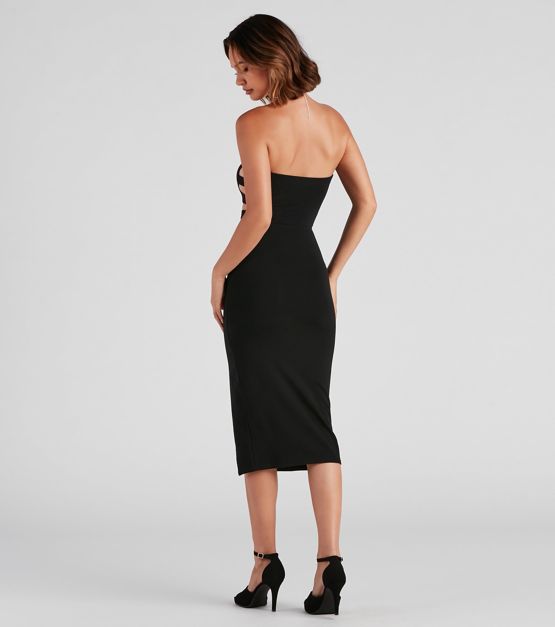 Simply Alluring Strapless Midi Dress