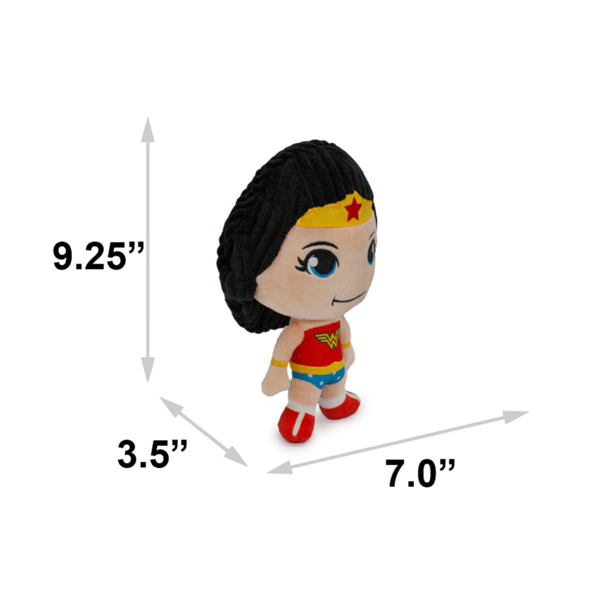 Buckle-Down DC Comics Wonder Woman Full Body Standing Pose with Corduroy Hair Plush Squeaker Dog Toy， Medium