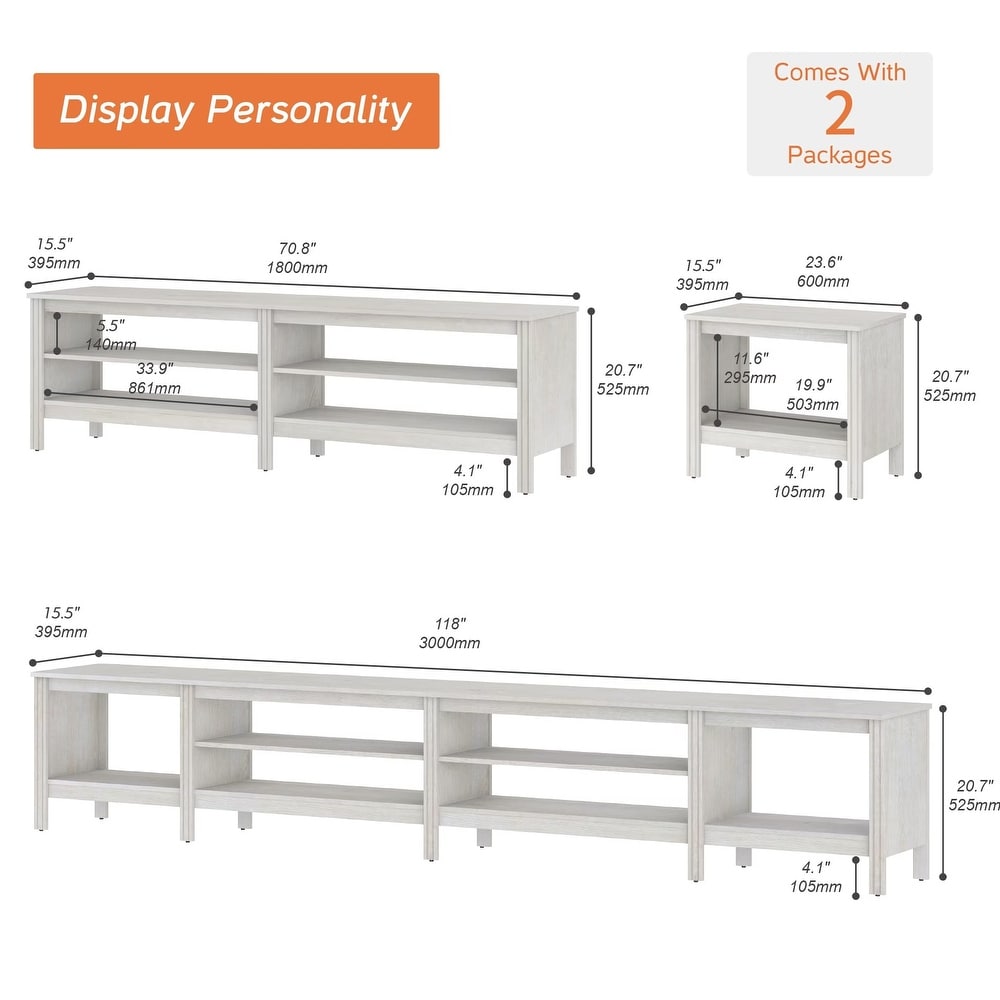 Large TV Stand for 75/85/100 Inch TV  Classic Wood TV Console Table