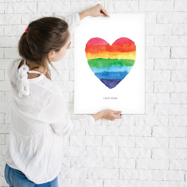 Americanflat Motivational Minimalist Love Wins Watercolor Rainbow Heart By Motivated Type Poster