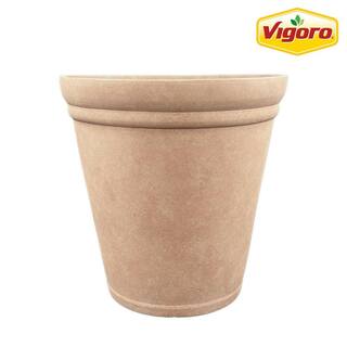 Vigoro 16 in. Evie Resin Planter-Whitewash Clay (16 in. H x 16 in. W) HD1446B-760R