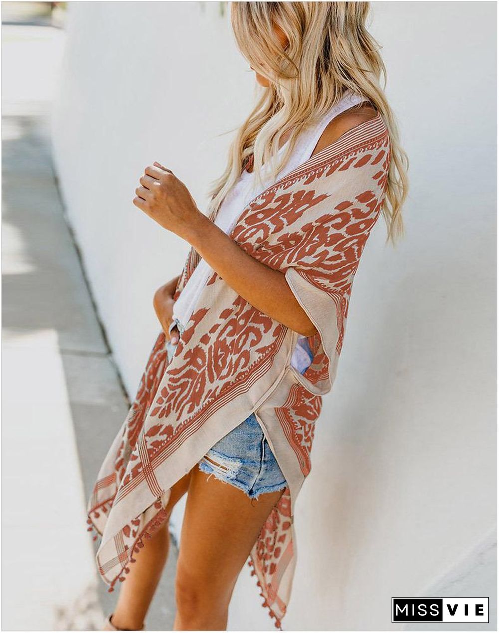 Fashion Kimono Tassel Beach Cover Up