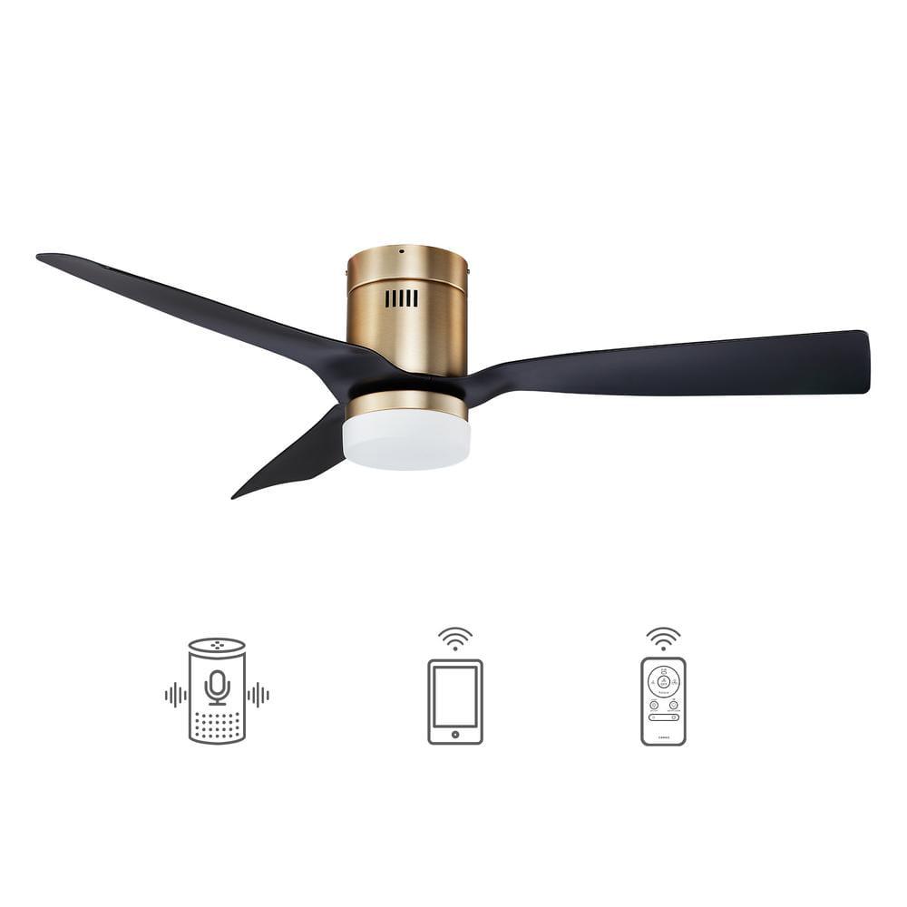 CARRO Striver 52 in IndoorOutdoor Gold Smart Ceiling Fan Dimmable LED Light and Remote Works with AlexaGoogle HomeSiri