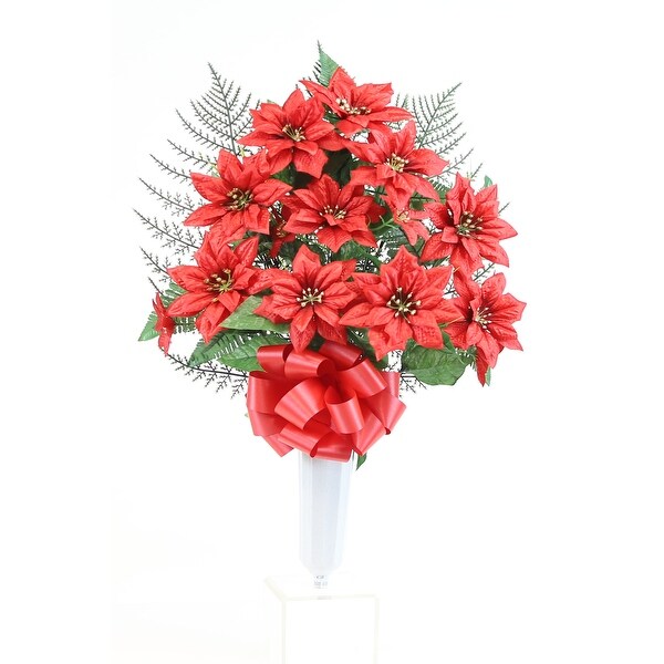 Memorial Christmas Poinsettia Cemetery Vase