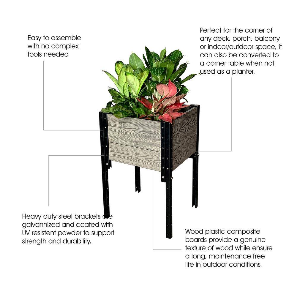 EverBloom 17 in. L x 19 in. W x 28 in. H Elevated Composite Planter Box in Grey E281719G