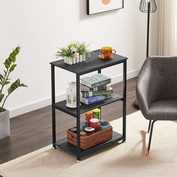 Javlergo Industrial End Side Tables Nightstand with 3-Tier Storage Shelf