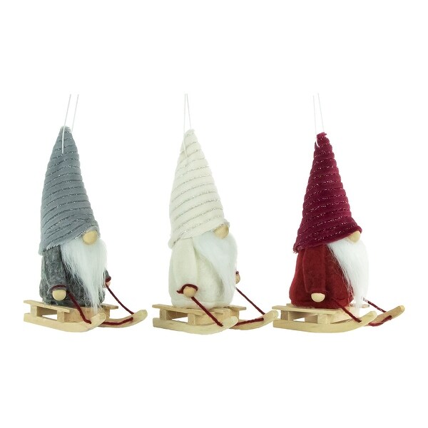 Plush Sledding Gnomes Christmas Figurine Ornaments