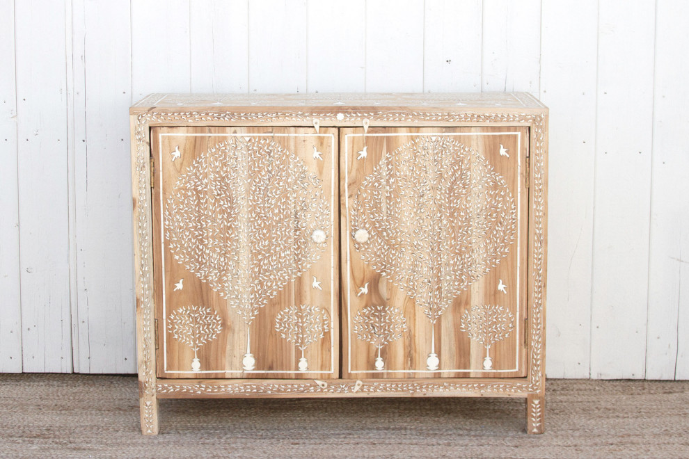 Finely Inlay Tree of Life Teak Buffet   Mediterranean   Accent Chests And Cabinets   by De cor  Houzz