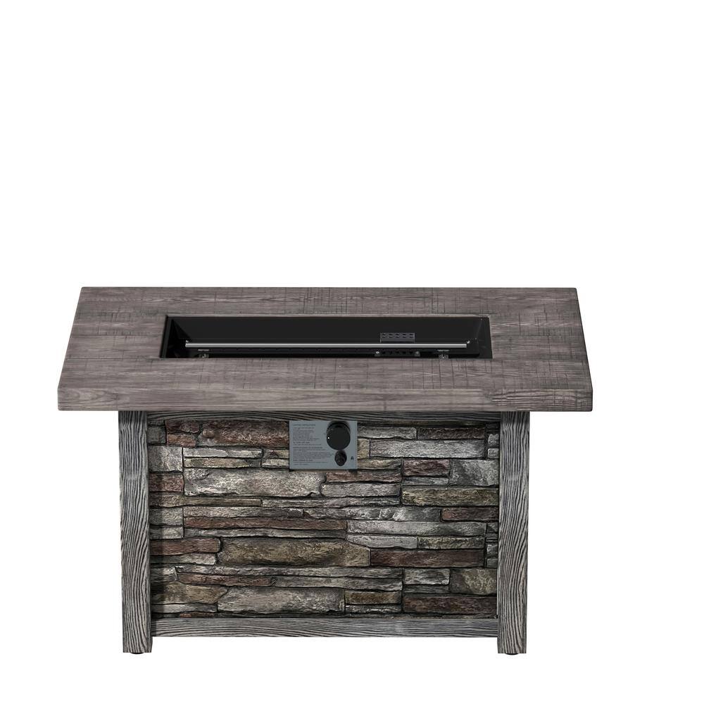 CASAINC 43.5 in. 50000 BTU Rectangular Outdoor Propane Gas Brown Fire Pit Table with Lava Rock and Waterproof Cover CA-F872-A