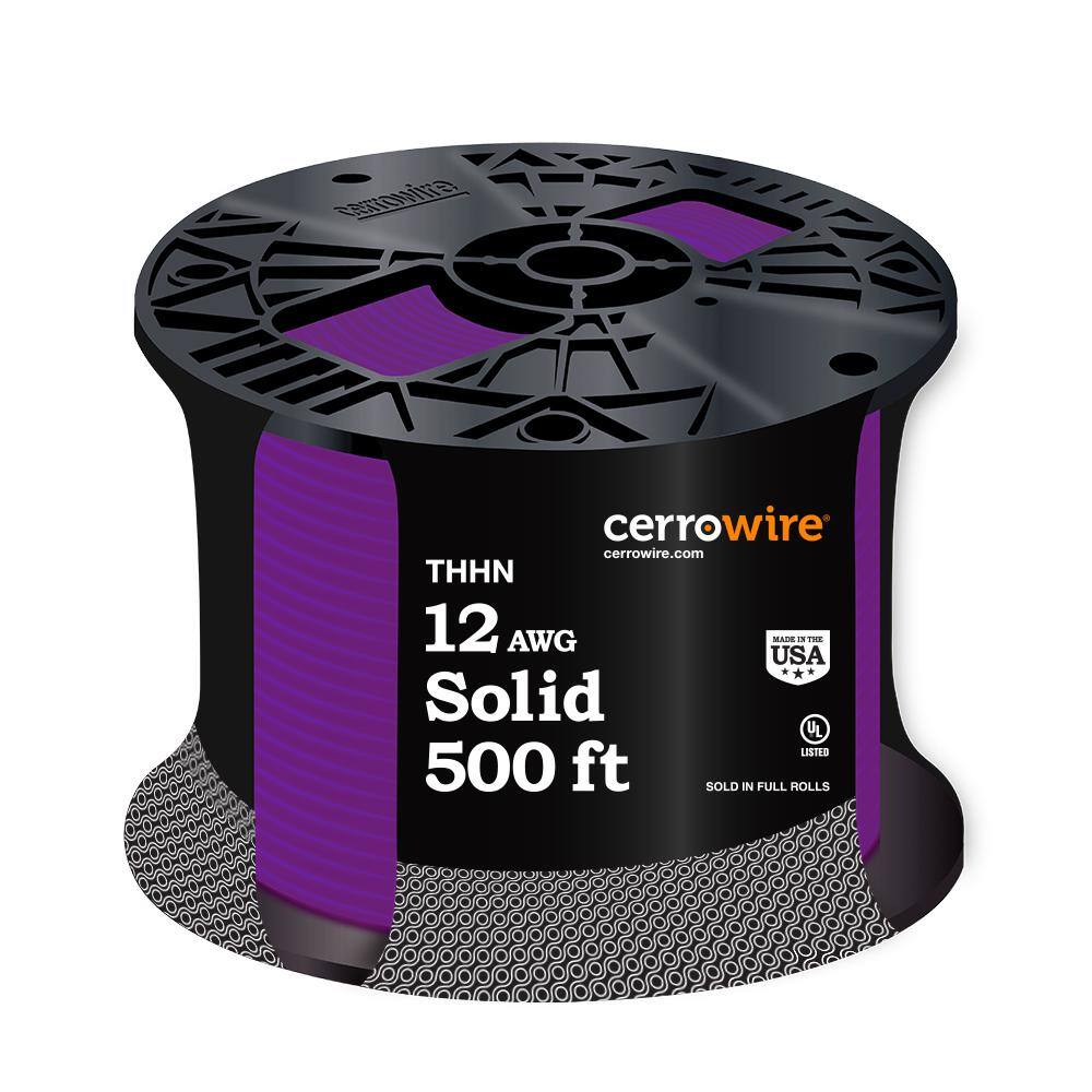 Cerrowire 500 ft. 12 Gauge Purple Solid Copper THHN Wire 112-1659J