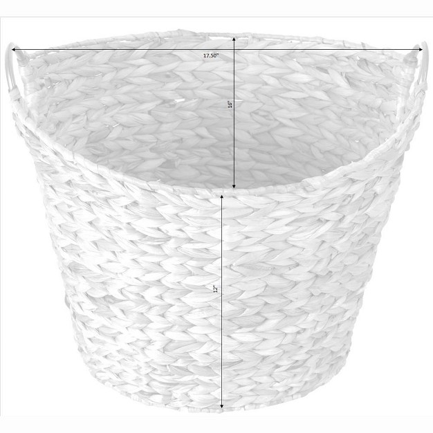 Water Hyacinth Wicker Large Round Storage Laundry Basket With Handles