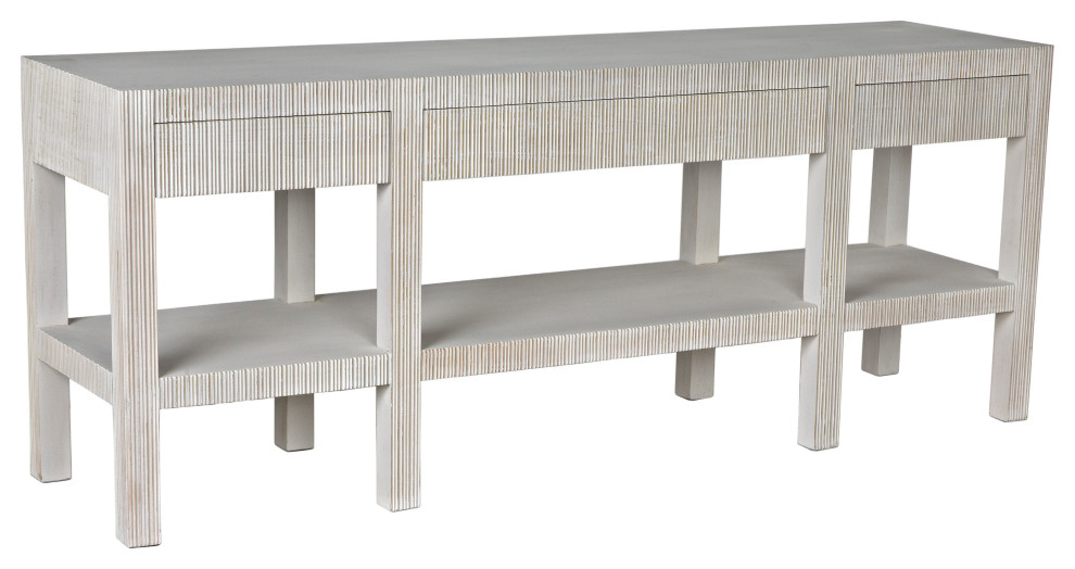 Noir Furniture Veneer Conrad Console Table With White Wash Finish GCON272WH   Farmhouse   Console Tables   by Noir  Houzz