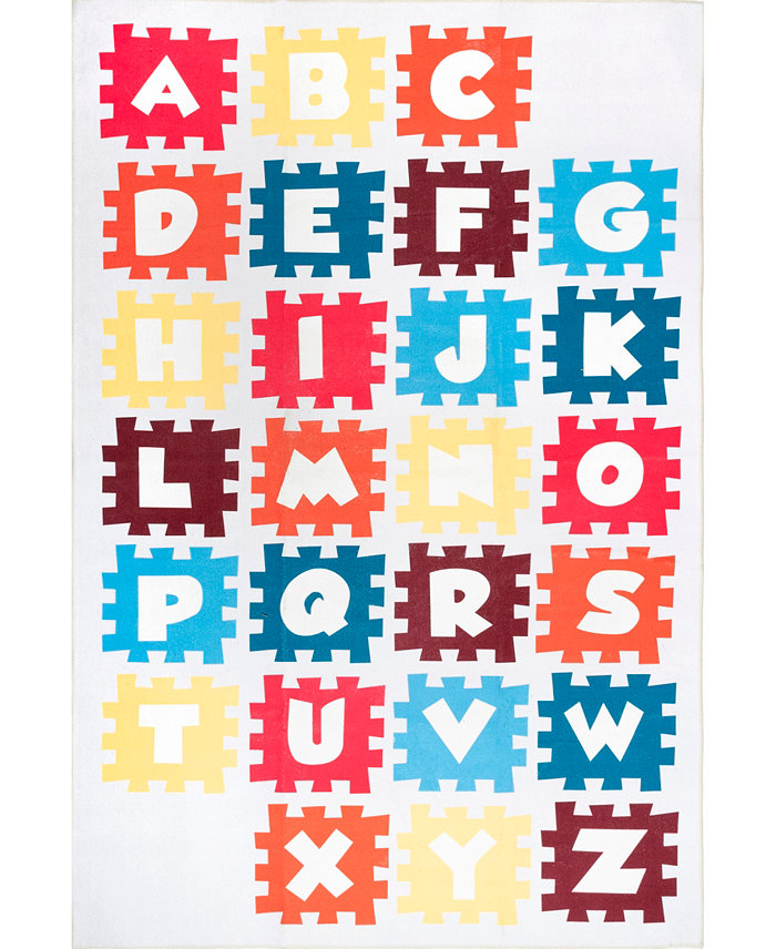 nuLoom Aurora Peri Washable Kids Alphabet Nursery or Playroom 8 x 10 Area Rug