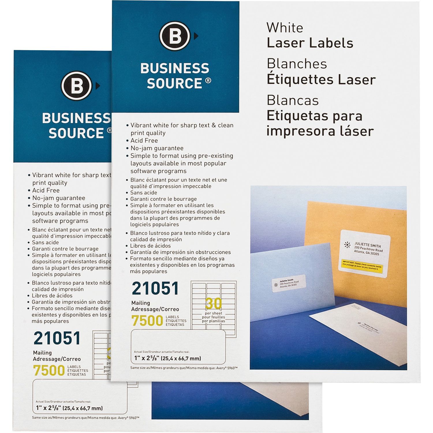 Bright White Premium-quality Address Labels by Business Source BSN21051CT