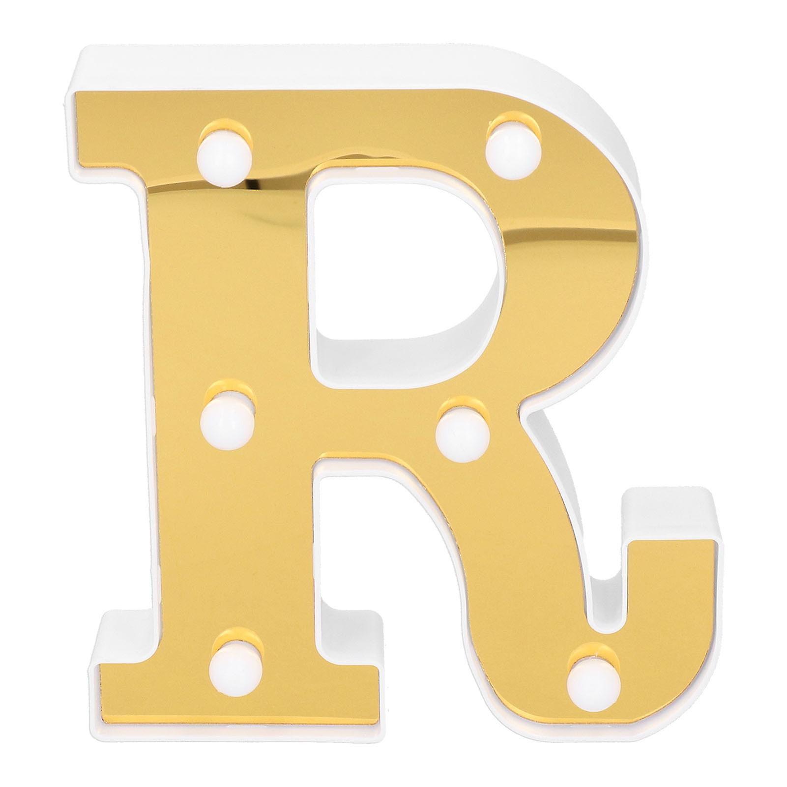 Gold Letter R Sign Lamp LED Alphabet Decorative Lamp for Bedroom Wedding Birthday Party Warm White