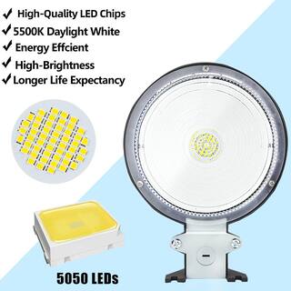 WYZM 500- Watt Equivalent Integrated LED Black 7800 Lumens Dusk to Dawn Outdoor Area Light Flood Light 5500K White Yard -75W-B