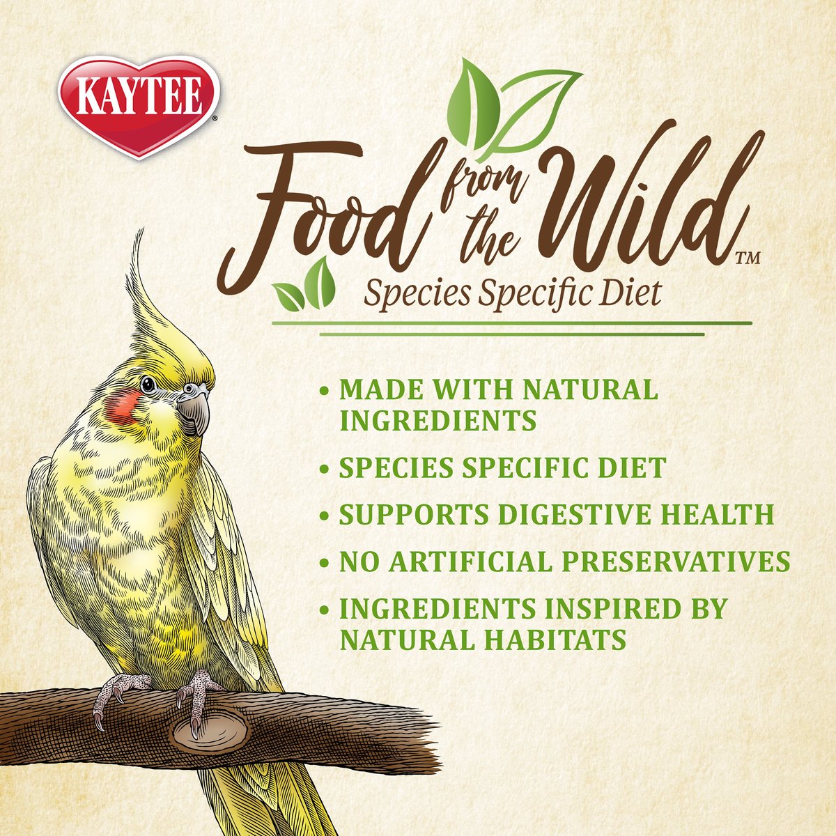 Kaytee Food from the Wild Cockatiel Bird Food， 2.5-lb bag