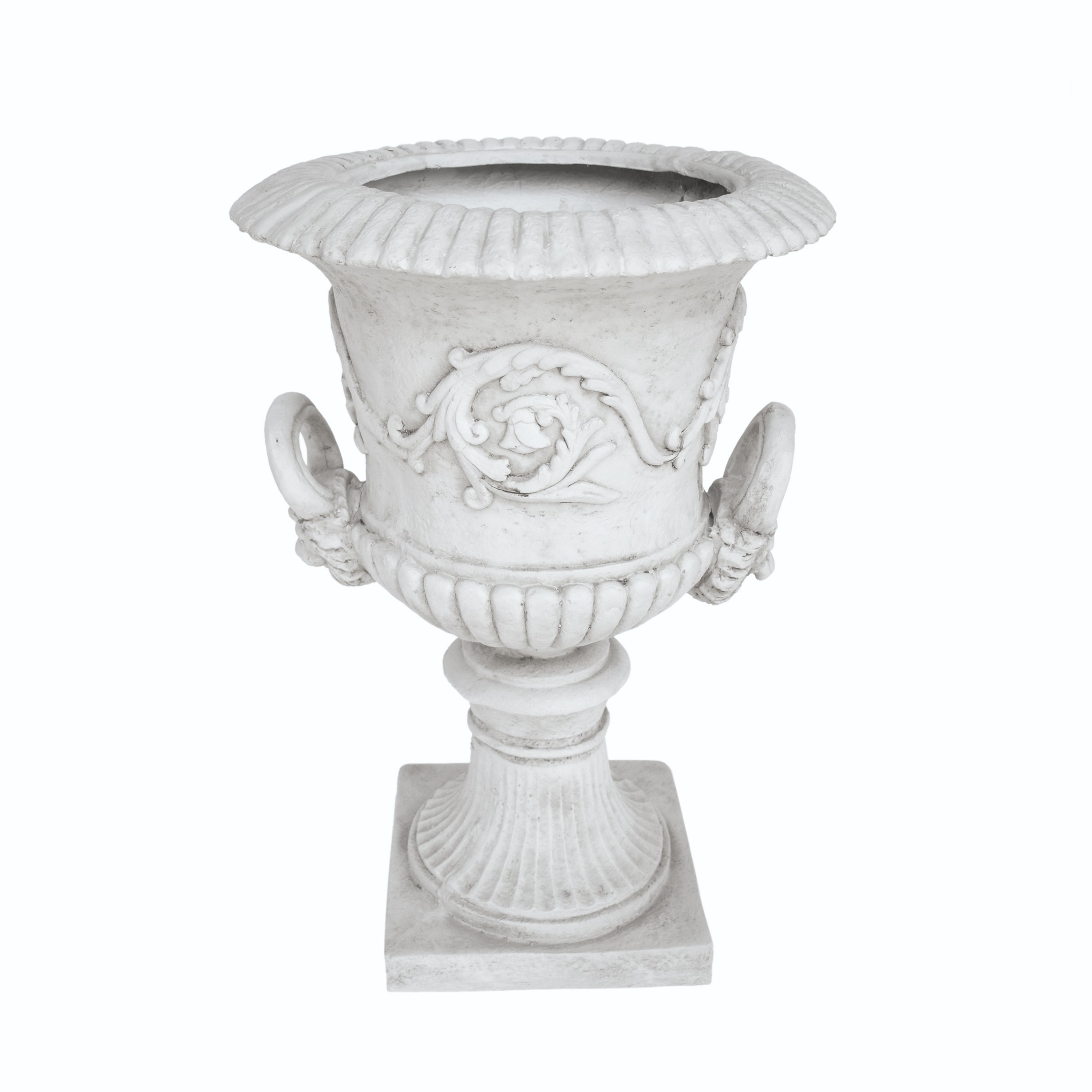 Joa Chalice Garden Urn Planter, Roman, Botanical, Lightweight Concrete