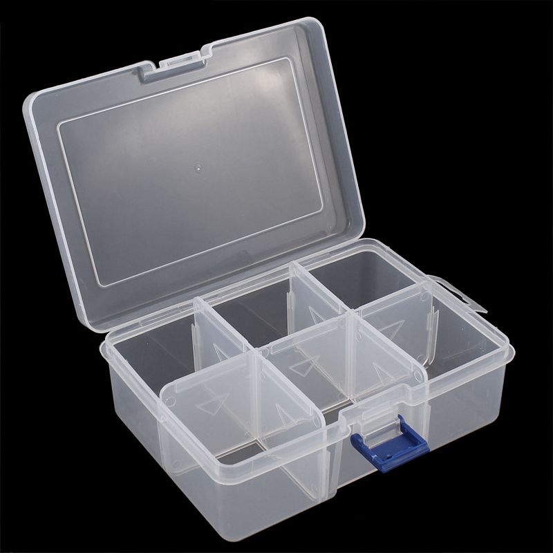 Jewellery Hardware Plastic 6 Slots Storage Case Box Organizer Clear