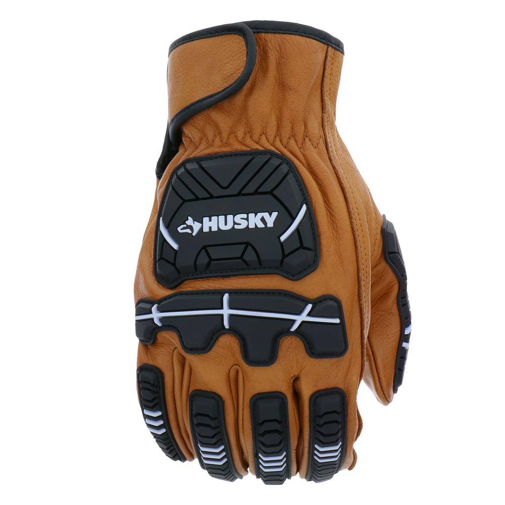 Husky Large Premium Grain Cowhide Leather Heavy Duty Impact Work Glove HK84016-LCC6