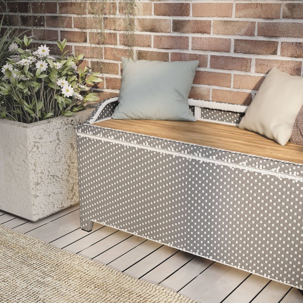 Maksville Outdoor Aluminum Storage Bench Mibasics