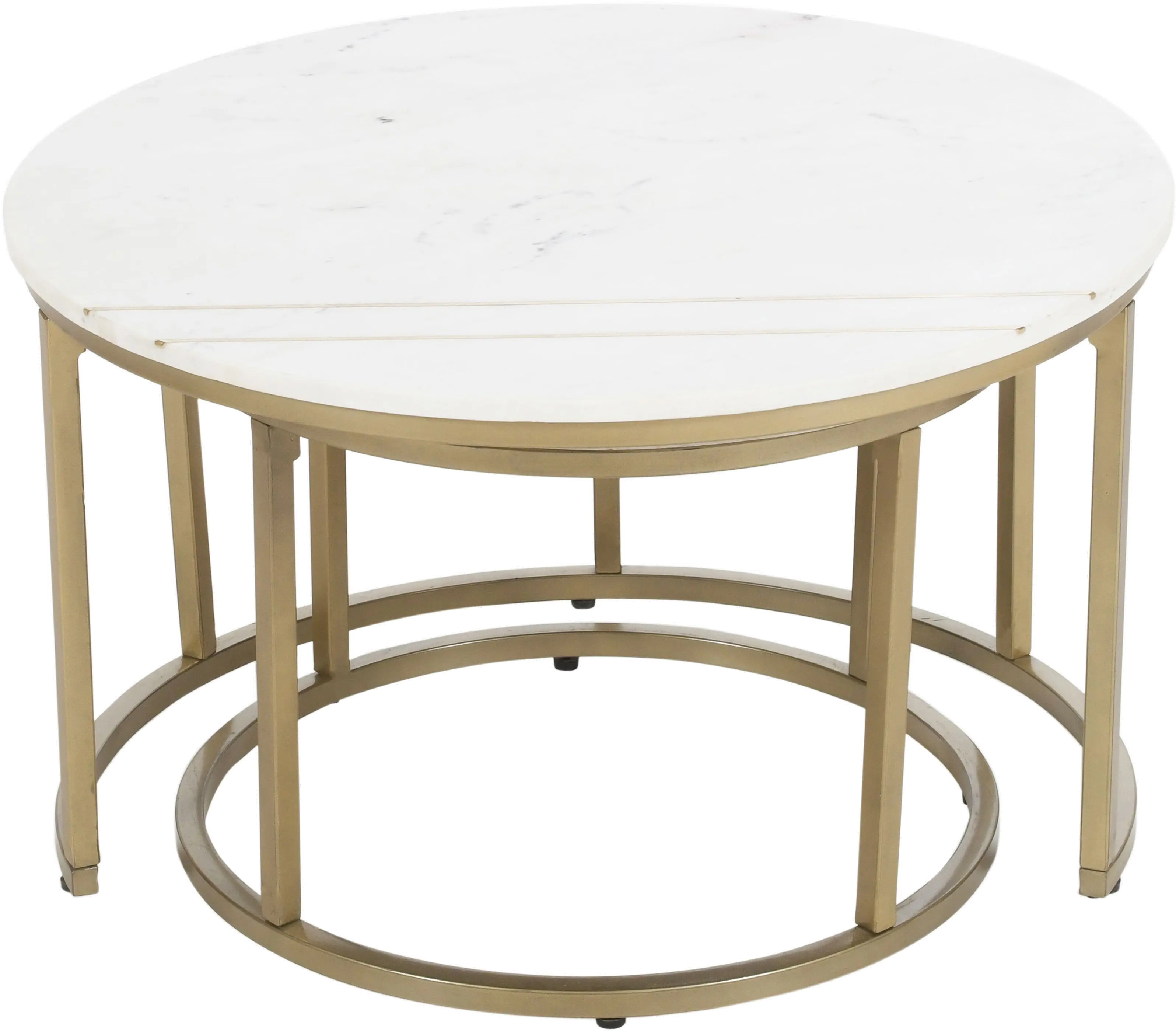 Kayla White Marble Round Nesting Tables， Set of 2