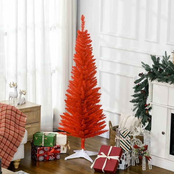 5FT Artificial Pencil Christmas Tree with 294 Realistic Branch Tips and Plastic Stand