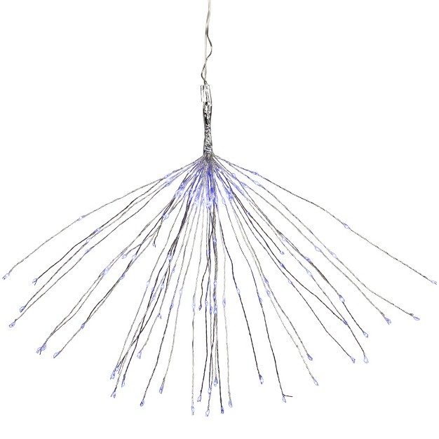 Led Lighted Firework Silver Branch Christmas Decoration Blue Lights