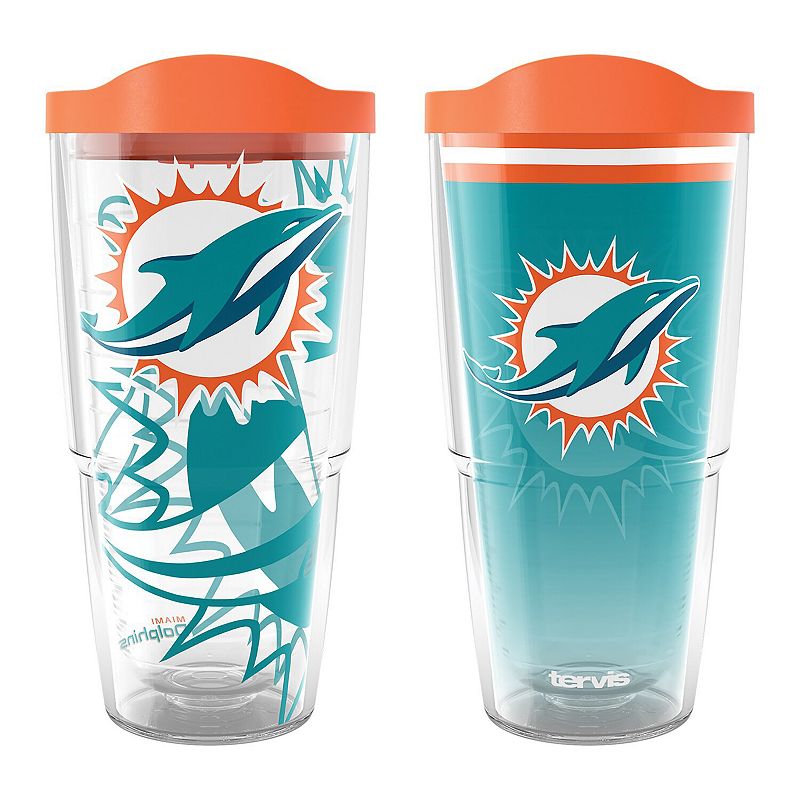 Tervis  Miami Dolphins 24oz NFL 2 PACK Genuine and Forever Fan