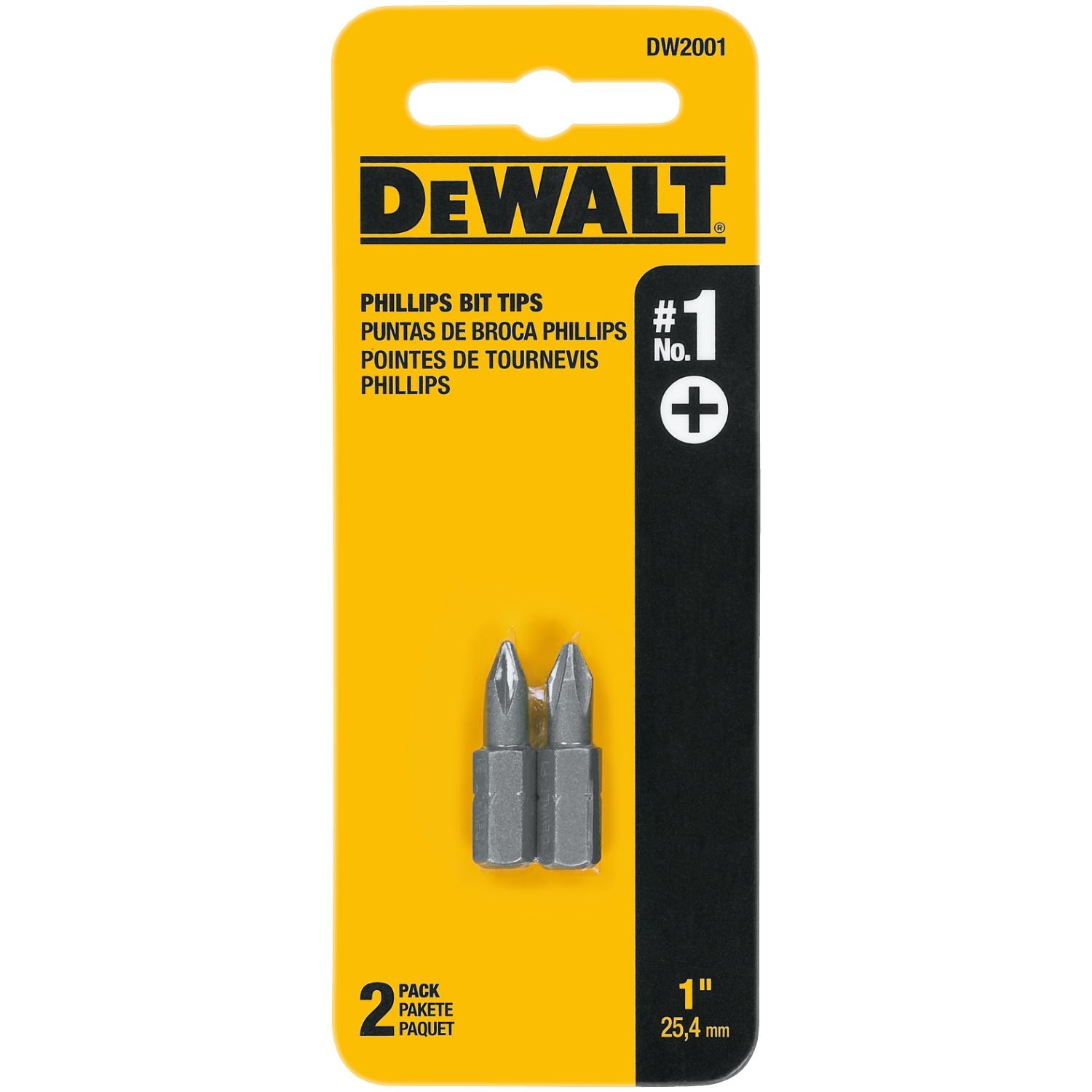 DW Phillips #1 X 1 in. L Screwdriver Bit Heat-Treated Steel 2 pc