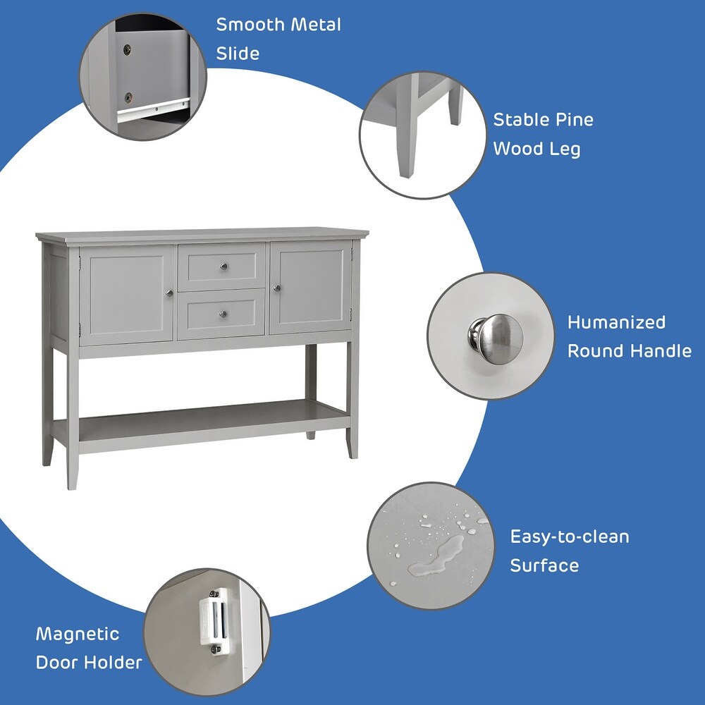 Costway Sideboard Buffet Table Wooden Console Table w/ Drawers
