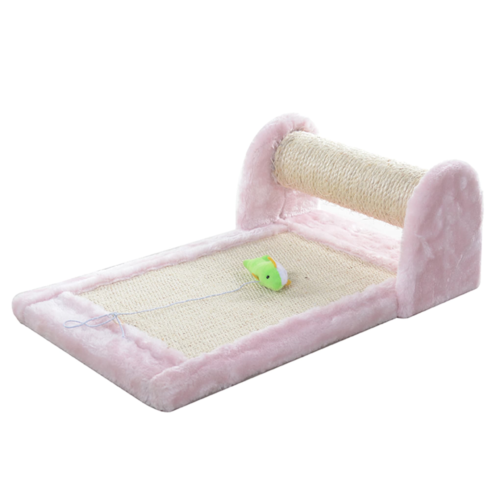 Armarkat Premium Pink Rolling Real Wood Scratcher with Toy for Cats， Medium