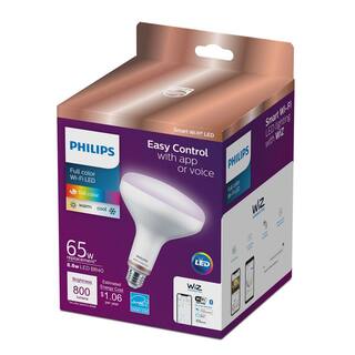 Philips 65-Watt Equivalent BR40 Smart Wi-Fi LED Color Changing Light Bulb Powered by WiZ with Bluetooth (1-Pack) 567131