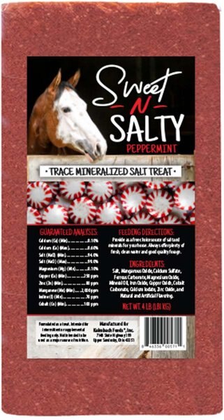 Kalmbach Feeds Sweet N Salty Peppermint Flavored Horse Salt Treat， 4-lb brick