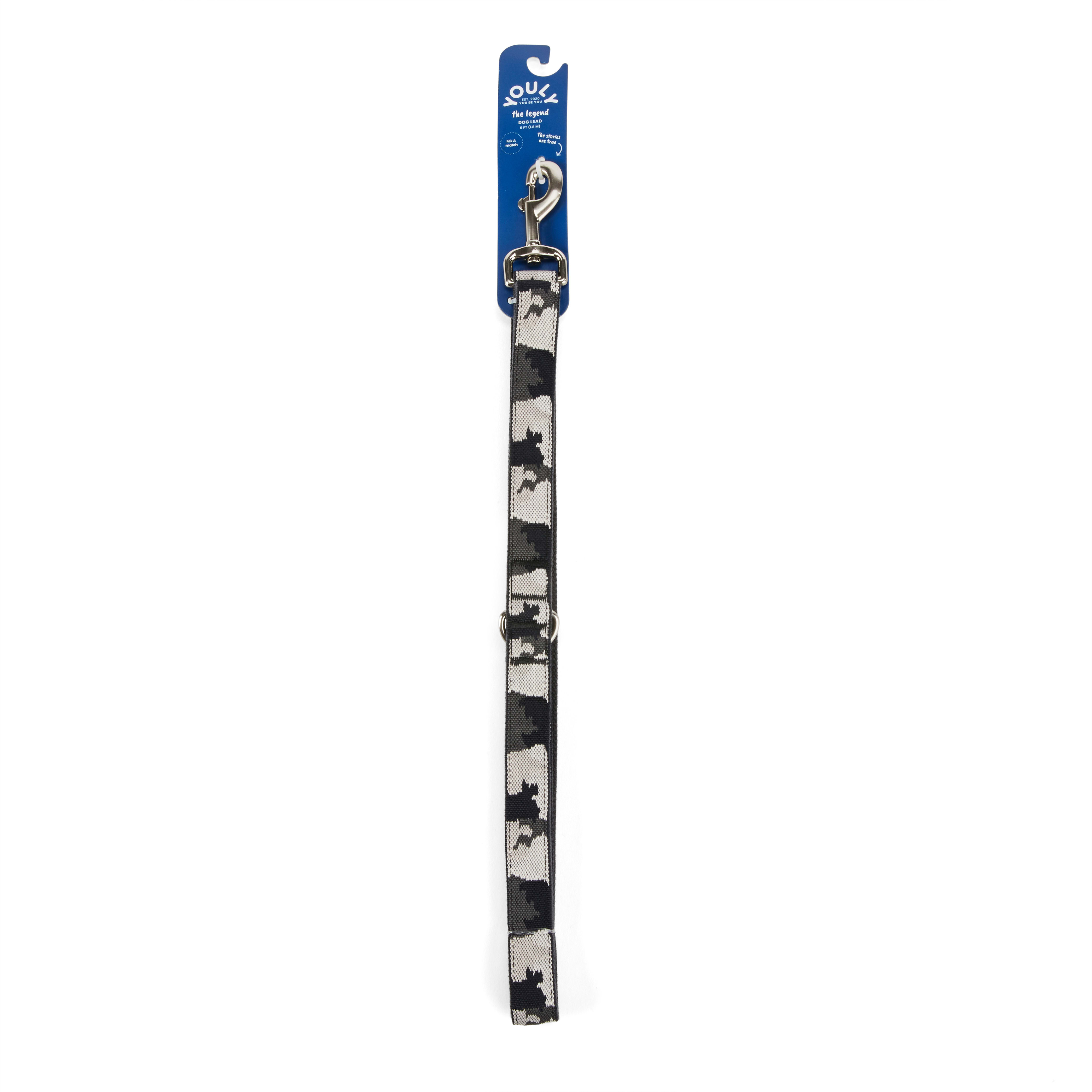 YOULY The Legend Black  White Camo Dog Leash， 6 ft.