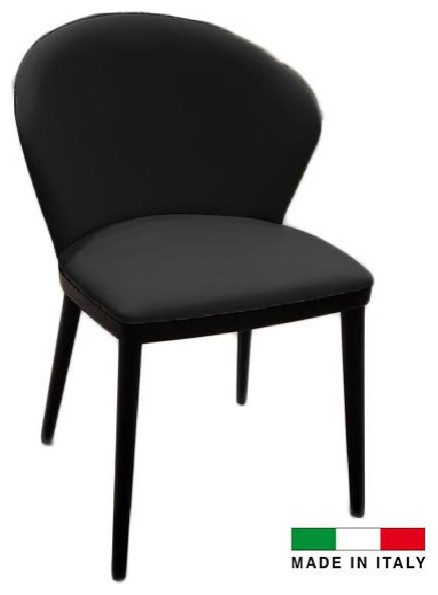 Full grain Black Leather seat with Dark Ash legs   Midcentury   Dining Chairs   by BisonOffice  Houzz