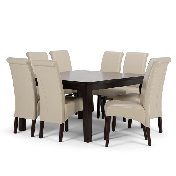 WYNDENHALL Franklin Transitional 9 Pc Dining Set with 6 Upholstered Dining Chairs and 54 inch Wide Table