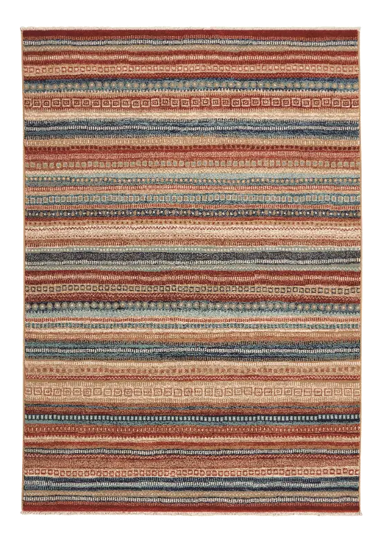 Jules-Gabbeh 5 x 8 Red and Blue Striped Area Rug