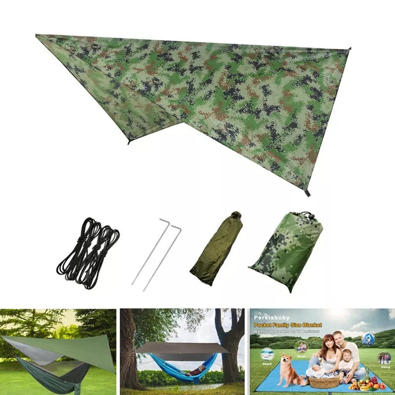 Camping Hammock and Tent Awning Rain Fly Tarp Waterproof Mosquito Net Hammock Canopy 210T Nylon Hammocks