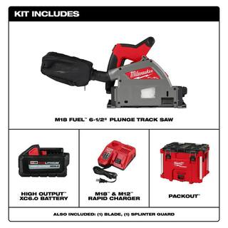 MW M18 FUEL 18V Li-Ion Brushless Cordless 6-12 in. Plunge Track Saw Kit w55 in. Track Saw Guide Rail  Track Connector 2831-21-48-08-0571-48-08-0574