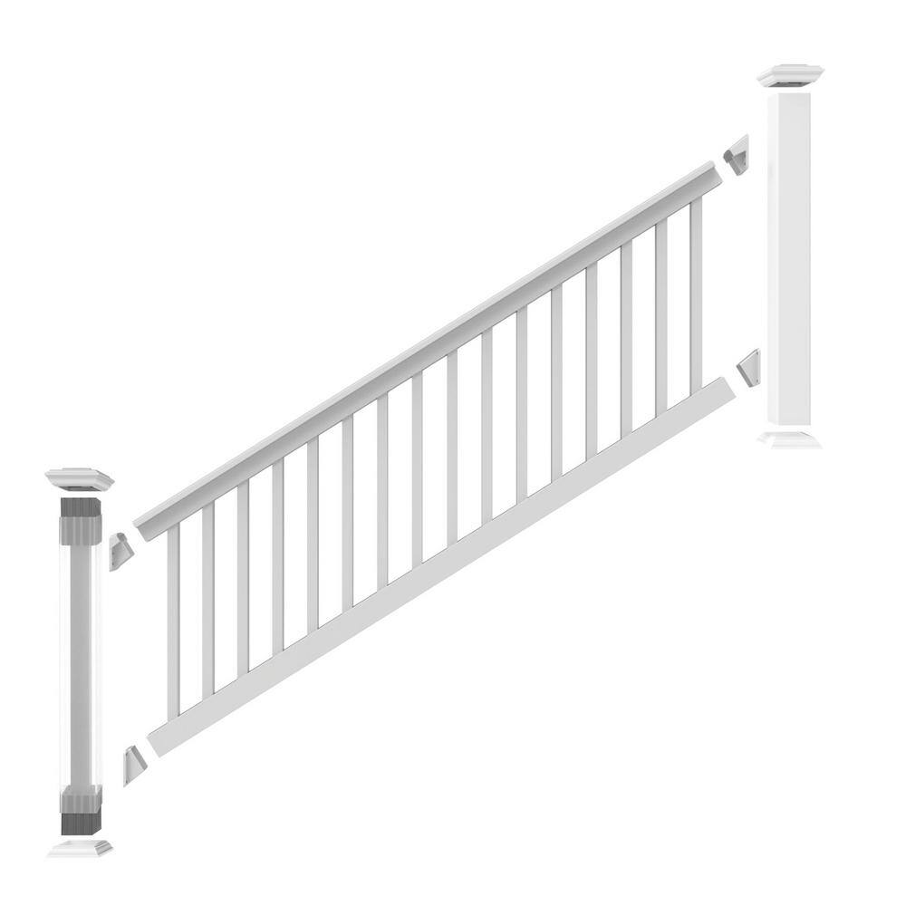 Veranda T-Rail 8 ft. x 36 in. (Actual Size: 91-34 L x 34-115 in. H) Vinyl Railing Stair Kit 73045540