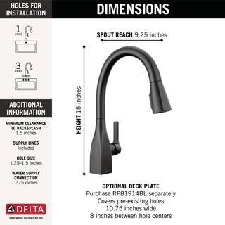 Delta Mateo Single-Handle Pull-Down Sprayer Kitchen Faucet in Matte Black 9183-BL-DST