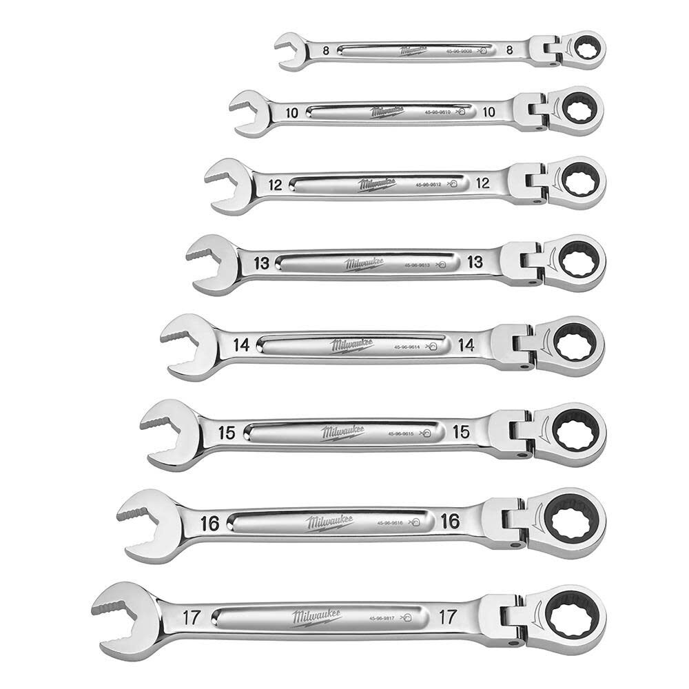 Milwaukee Combination Wrench Metric Flex Head Ratcheting Set 7pc 48-22-9529 from Milwaukee