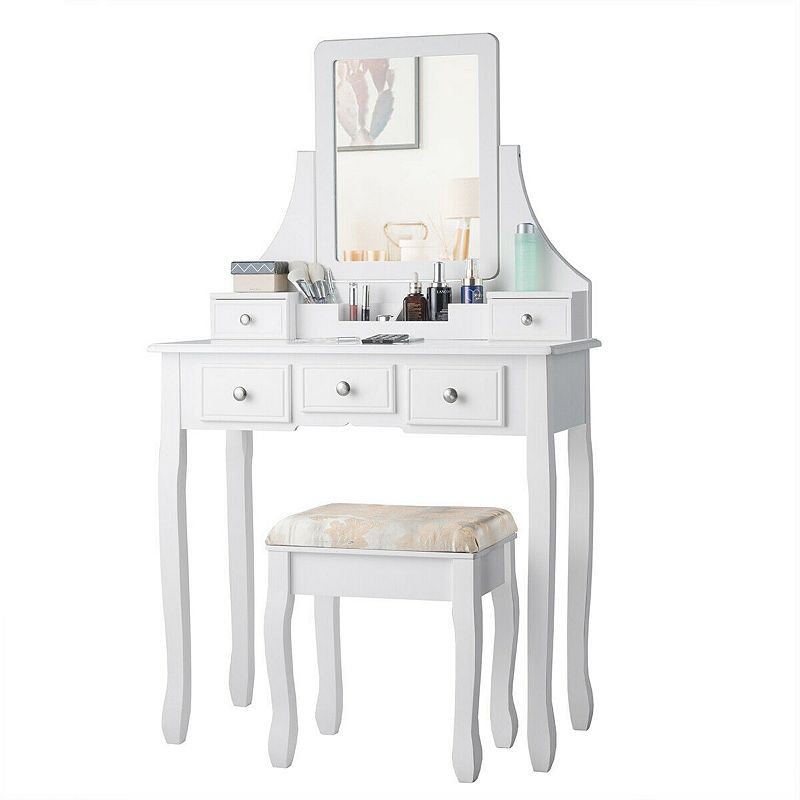 5 Drawers Removable Box Makeup Dressing Vanity Set