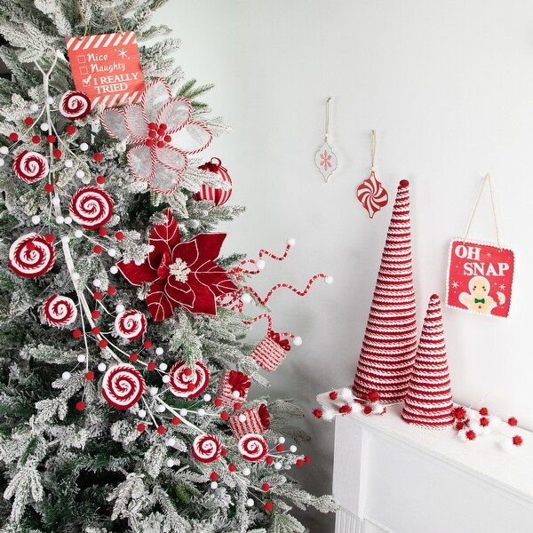 19.5 White and Red Candy Cane Swirled Christmas Cone Tree