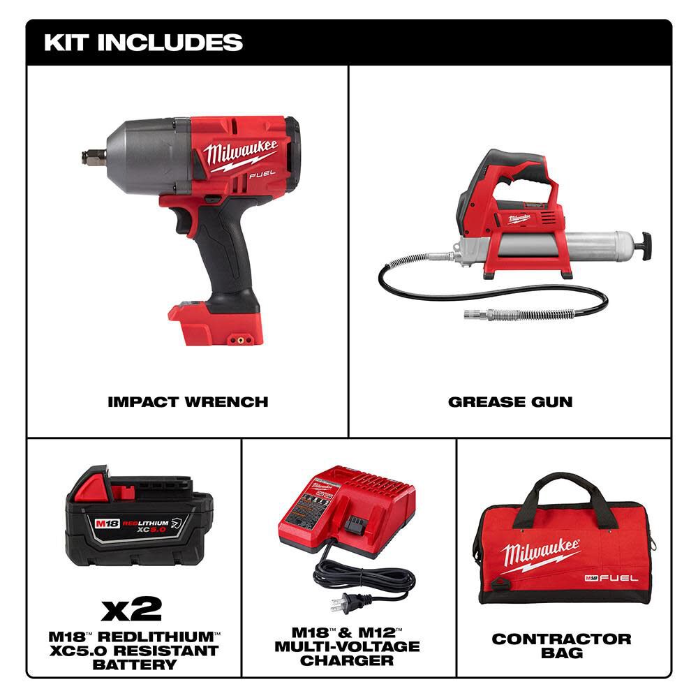 Milwaukee M18 FUEL HTIW with Grease Gun Kit 2767-22GR from Milwaukee