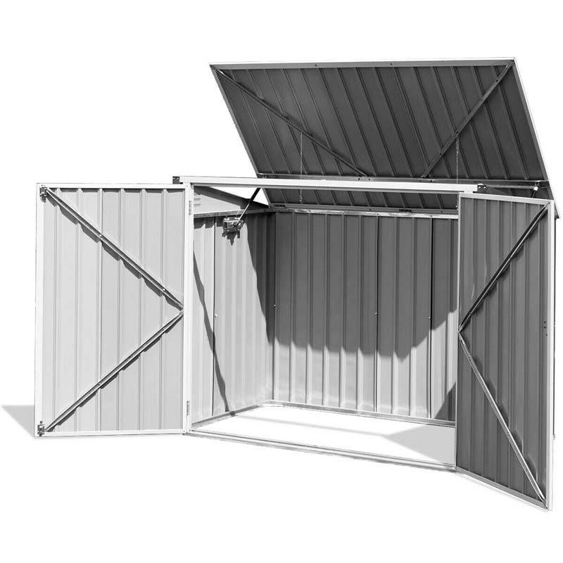 6 x 3 FT Horizontal Metal Storage Shed Outdoor Garbage Bin Enclosure, Multi-function Storage Cabinet for Garden Yard