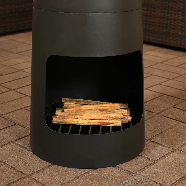 Sunnydaze Decor KF-591 49.25-in H x 14.25-in D x 14.25-in W Black Steel Chiminea